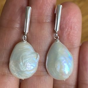 🌿 Teardrop Coin Pearl Earrings • Boho Freshwater Pearls • Handmade 🌿